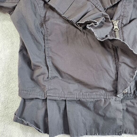 Stella Star Jacket Womens Large Gray Ruffled Cropped Full Zip - Picture 9 of 10